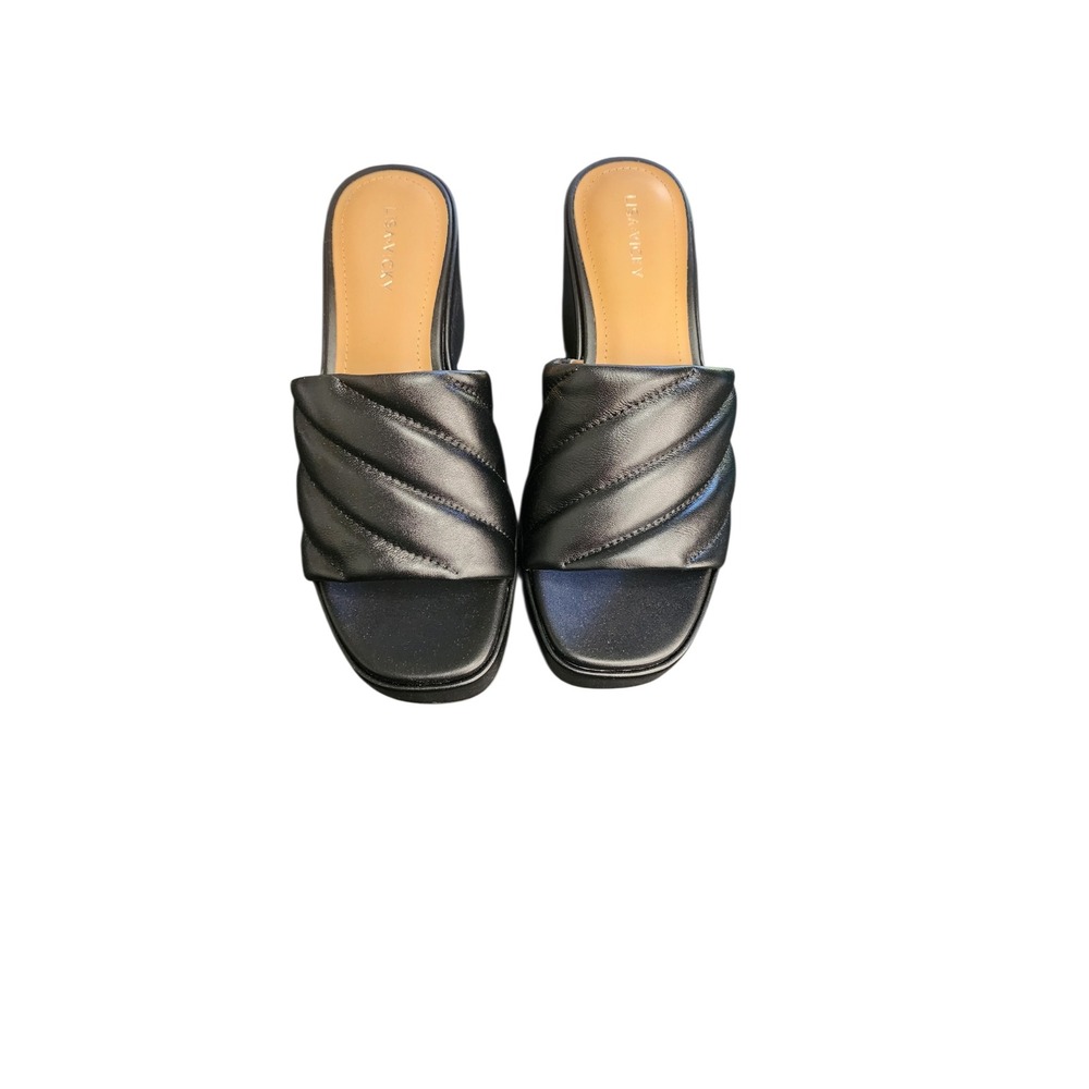 Lisa Vicky Platform Wedge Sandals Womens 9 Black Excellent